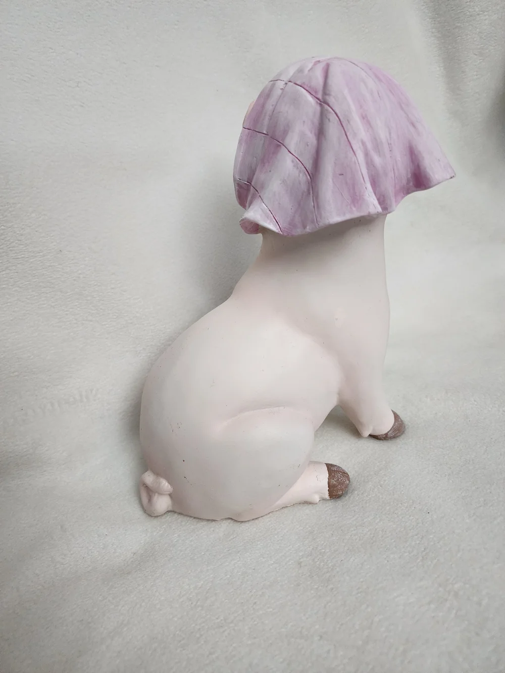 Pink Pig Figurine with Yellow Flower - Decorative Small Pet Statue